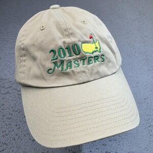 Masters Tournament Hat Cap Strap Back Golf 2010 Augusta Phil Mickelson Men Khaki